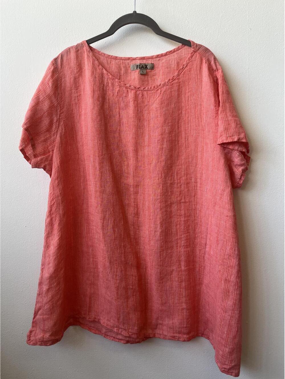 Flax size large salmon 100% linen short sleeve laagenlook oversize blouse